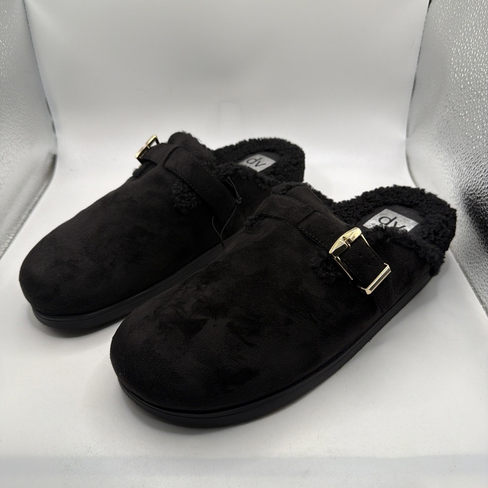 Dolce‎ Vita Audreana Clogs Women's Black Slip On Sherpa Lined Buckle Size 11